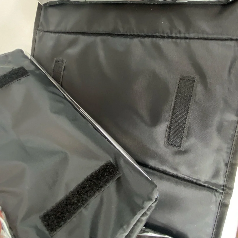 Roll-up hanging cosmetic toiletry organizer 4 zip pouches, padded, carry handle